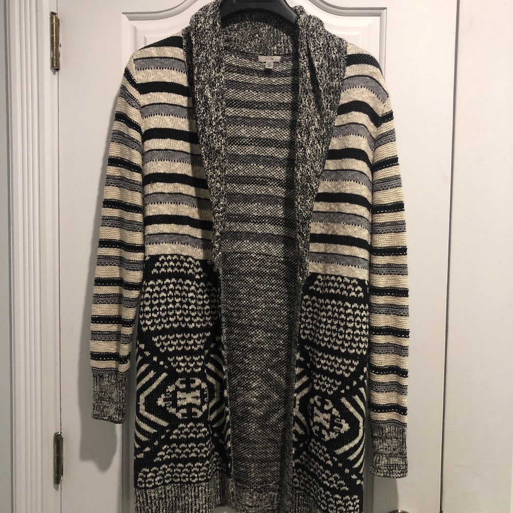 Cottage core Coastal Grandma Knit Grey Striped